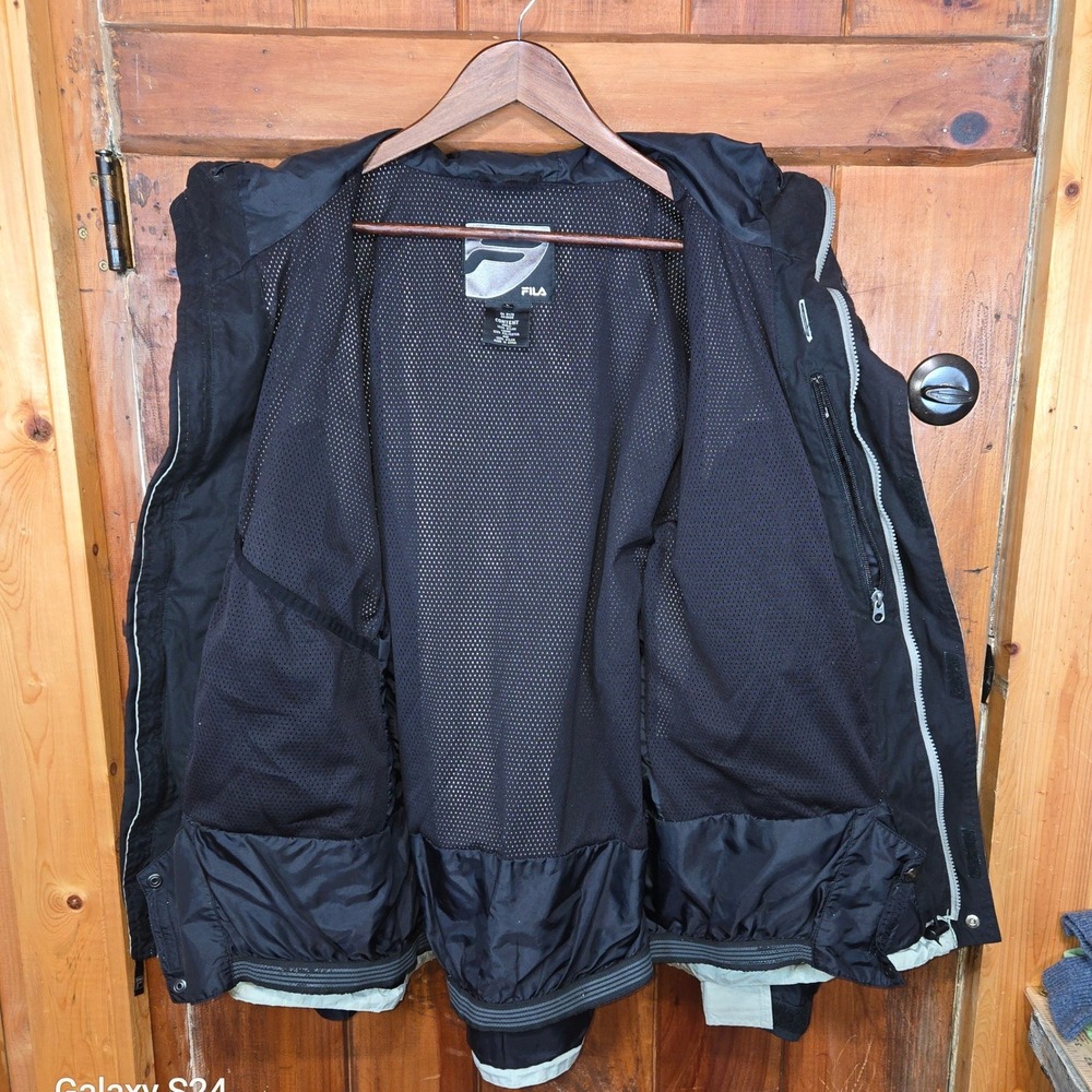 Fila Mens Grey Black Colorblock Hooded Ski Jacket Technical Snow Coat Large - Picture 4 of 7
